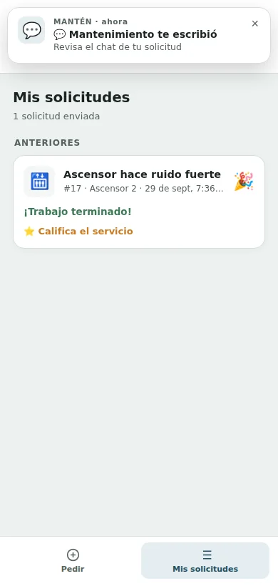 Aviso emergente de la app