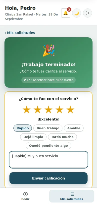 Calificación del servicio
