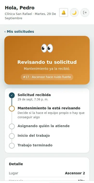 Seguimiento de una solicitud en el celular